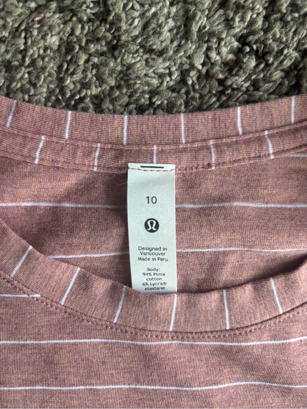 lululemon athletica Dusty Rose Striped Short-Sleeve Crewneck - Picture 3 of 3